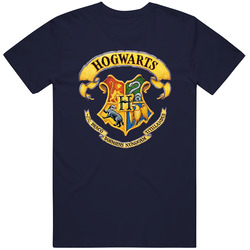 Hogwarts Crest  Navy Mens Vintage T Shirt