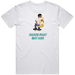 Skate Fast Eat Ass Funny Cartoon Mens Vintage T Shirt
