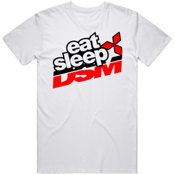 T-Shirt Eat Sleep DSM Mitsubishi Sports Cars Automotive Racing White Tee Size S-6XL Mens Vintage T Shirt
