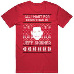 Jeff Skinner All I Want For Christmas Buffalo Hockey Fan Ugly Christmas Mens Vintage T Shirt