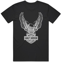 New Harley5-davidson6 Men's T-shirt Eagle Graphic Black Mens Vintage T Shirt