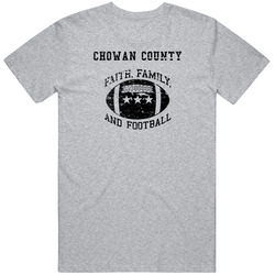 Chowan County Faith Family Football Distressed Look Mens Vintage T Shirt