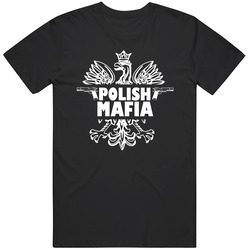 Poland Polish Mafia Gang Eagle Crest Guns Mens Vintage T Shirt