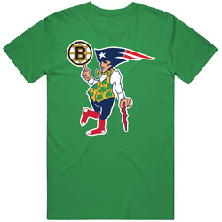 New Boston Fan Sport Teams Irish Mens Black T-shirt Combined Logo Mashup3[green] Mens Vintage T Shirt