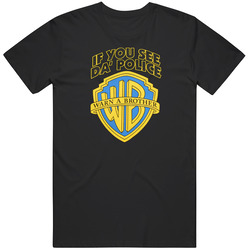 Funny Warn A Brother If You See Da Police Mens Vintage T Shirt