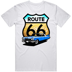 Blue 1959 Cadillac Deville Route 66 Sign Cool Car Cotton Classic T Shirt