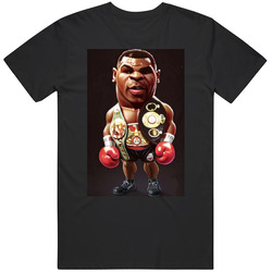 Mike Tyson Iconic Boxer Champion Belt Fighter Boxing Gloves Cartoon Big Head Cotton Classic T Shirt