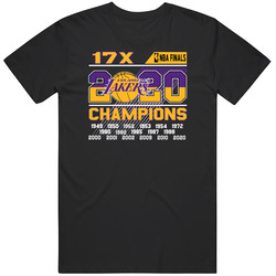 Los Angeles Lakers 2020 17 Time Nba Finals Champions  Black Cotton Classic T Shirt