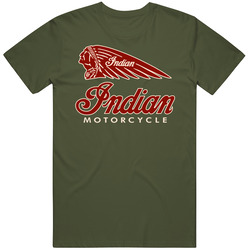 Tshirt Indian Motorcycle - Military Green Cotton Classic T Shirt
