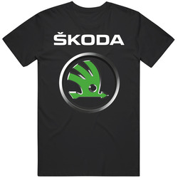 Tee Skoda Auto Cars Motorsports Racing Logo Black T-Shirt Size S - 6XL Cotton Classic T Shirt