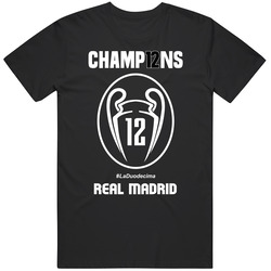 Champ12ns Real Madrid 2017 Black Cotton Classic T Shirt