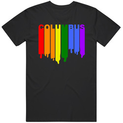 Columbus Ohio Rainbow Wet Paint Dripping Lgbt Gay Pride Cotton Classic T Shirt