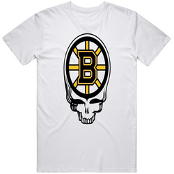 NHL Boston Bruins Skull Logo Steal Your Face Grateful Stealie Dead Icon Hockey Team B Yellow Sticker Funny Graphic T Shirt Parody Apparel Cotton Classic T Shirt