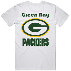 Green Bay Packers Jersey  4white Cotton Classic T Shirt