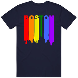 Boston Massachusetts Rainbow Wet Paint Dripping Lgbt Gay Pride Cotton Classic T Shirt