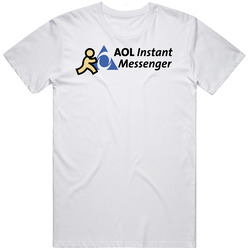 Aol Instant Messenger America Online Black Logo  3 Mens Vintage T Shirt