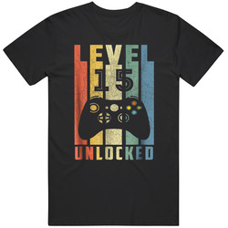 Level 15 Unlocked Video Gamer 15th Birthday Gift Mens Vintage T Shirt