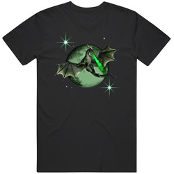 Gothic Green Dragon And Moon Mens Vintage T Shirt