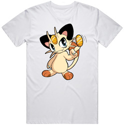 Pokemon - Meowth - White Mens Vintage T Shirt