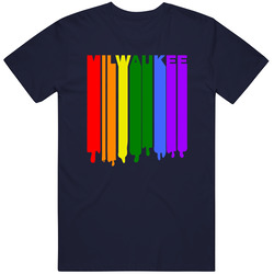 Milwaukee Wisconsin Rainbow Wet Paint Dripping Lgbt Gay Pride Mens Vintage T Shirt