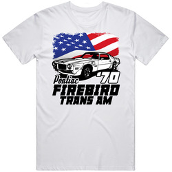 Black And White 1970 Pontiac Firebird Trans Am  American Flag Cool Car Mens Vintage T Shirt