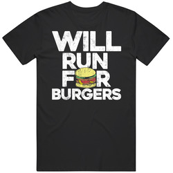 Will Run For Burgers Worn Look Funny Junk Food Gym Mens Vintage T Shirt