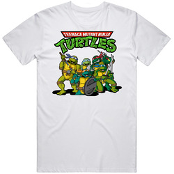 Teenage Mutant Ninja Turtles Retro White Mens Vintage T Shirt