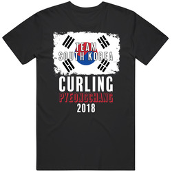 Team Flag South Korea Curling Pyeongchang 2018 Olympic Mens Vintage T Shirt