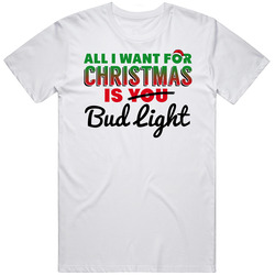All I Want For Christmas Is Bud Light Drinking Party Gift Mens Vintage T Shirt