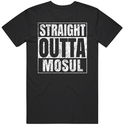 Straight Outta Mosul Iraq Parody City Worn Look Mens Vintage T Shirt
