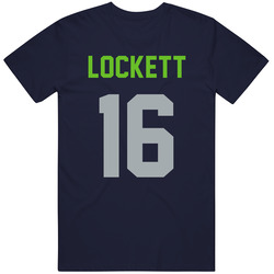 Tyler Lockett # 16 Jersey Back Seattle Football Team Fan For Navy Mens Vintage T Shirt