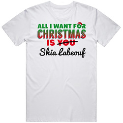 All I Want For Christmas Is Shia Labeouf Sexy Male Celebrity Fan Mens Vintage T Shirt