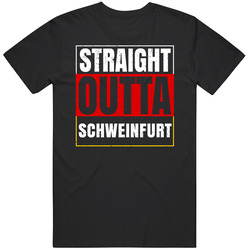 Straight Outta Schweinfurt German City Germany Grunge Parody Mens Vintage T Shirt