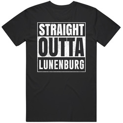 Straight Outta Lunenburg Massachusetts City Grunge Parody Cool Mens Vintage T Shirt