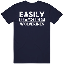 Easily Distracted By Wolverines Animal Lover Funny Mens Vintage T Shirt