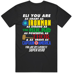 Eli Super Hero Ironman Hulk Thor Captain America Custom Name Mens Vintage T Shirt