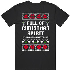 Full Of Christmas Spirit Labatt Blue Ugly Sweater Funny Holiday Gift Mens Vintage T Shirt