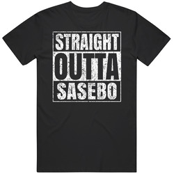 Straight Outta Sasebo Japan Parody City Worn Look Mens Vintage T Shirt
