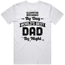 Elevator Mechanic By Day Worlds Best Dad By Night Father's Day Job Mens Vintage T Shirt