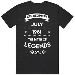Life Begins In July 1981 The Birth Of Legends Mens Vintage T Shirt