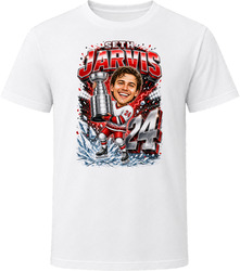 Carolina Hurricanes Seth Jarvis White Jersey Stanley Cup Caricature T Shirt