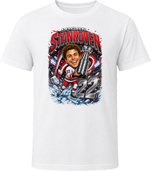 Carolina Hurricanes Logan Stankoven White Jersey Stanley Cup Caricature T Shirt