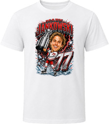 Carolina Hurricanes Mark Jankowski White Jersey Stanley Cup Caricature T Shirt