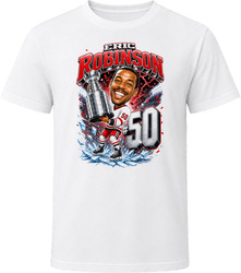 Carolina Hurricanes Eric Robinson White Jersey Stanley Cup Caricature T Shirt
