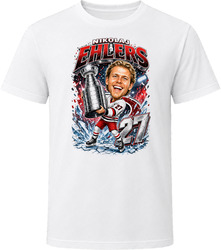 Carolina Hurricanes Nikolaj Ehlers White Jersey Stanley Cup Caricature T Shirt