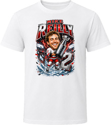 Carolina Hurricanes Mike Reilly White Jersey Stanley Cup Caricature T Shirt