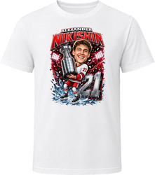 Carolina Hurricanes Alexander Nikishin White Jersey Stanley Cup Caricature T Shirt