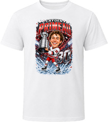 Carolina Hurricanes Cayden Primeau White Jersey Stanley Cup Caricature T Shirt