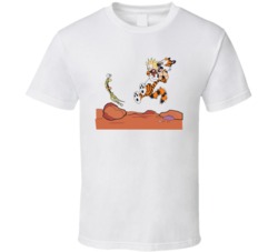 Calvin and Hobbes Jumping Cartoon T Shirt