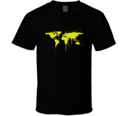 World Map Spray Paint Graffiti Style T Shirt